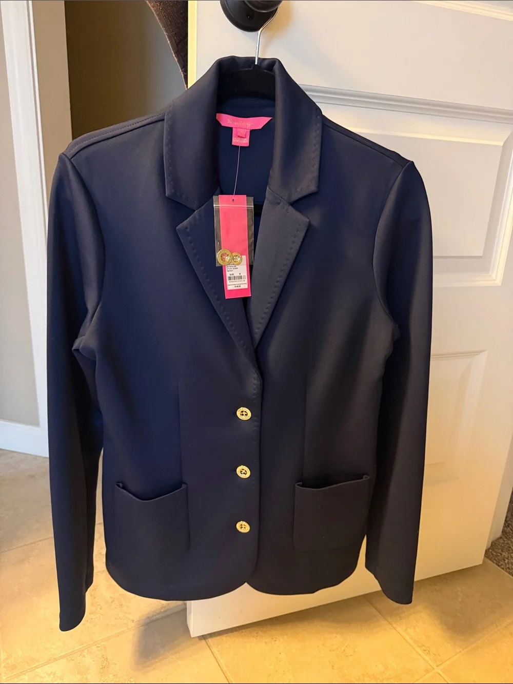 NWT size medium Lilly Pulitzer Braylee Navy Blazer with Gold Buttons - Picture 1 of 5